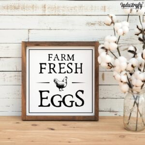 Kyltti, puukehys, Farm fresh eggs
