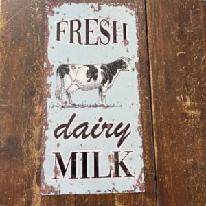 Peltikyltti, vintage, Fresh dairy milk 15 x 7,5 cm