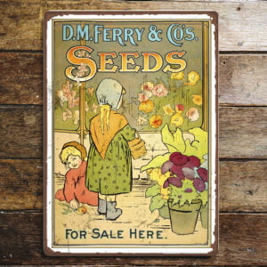 Peltikyltti vintage, Seeds for Sale 15x20 cm