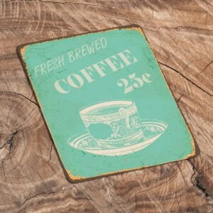 Peltikyltti vintage, Fresh brewed coffee 15x20 cm