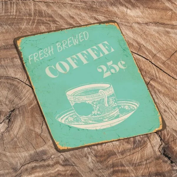 Peltikyltti vintage, Fresh brewed coffee 15x20 cm